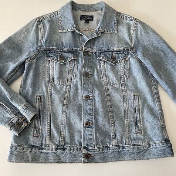 Lucky Brand Tomboy Trucker Faded Denim Button Classic Jean Jacket Women's Large - Picture 3 of 9